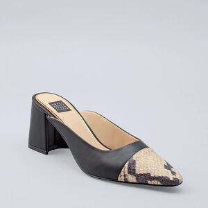 White House Black Market Animal Print Embossed Leather Mule Heels Size 8